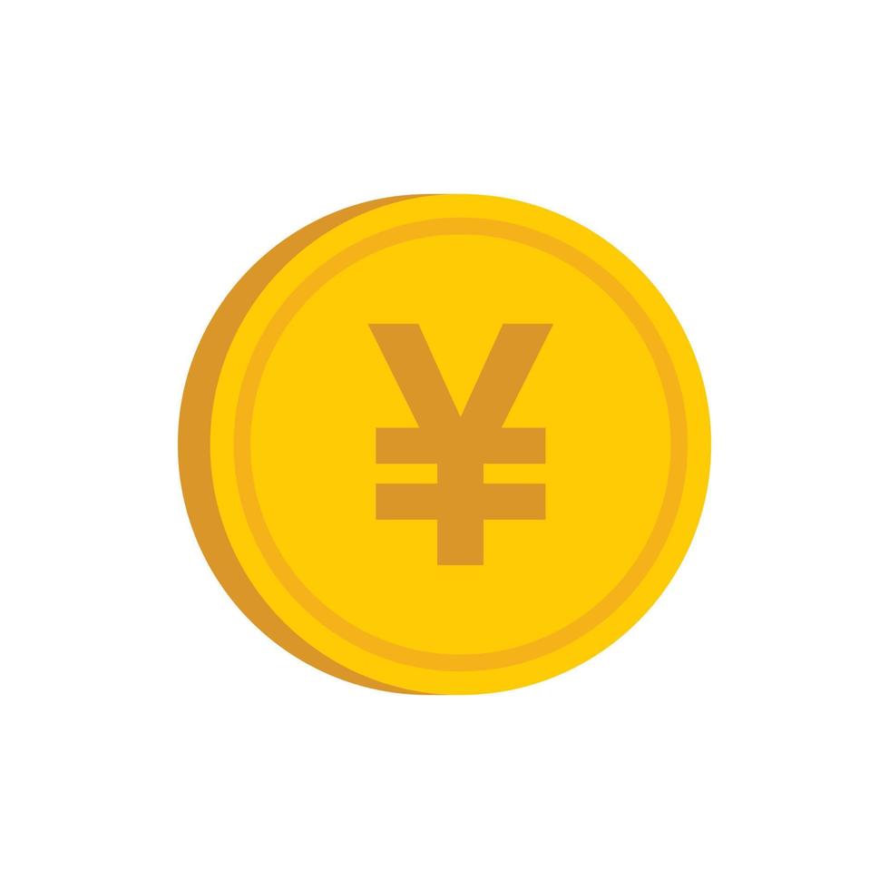 moneda de oro con icono de signo de yen, estilo plano vector