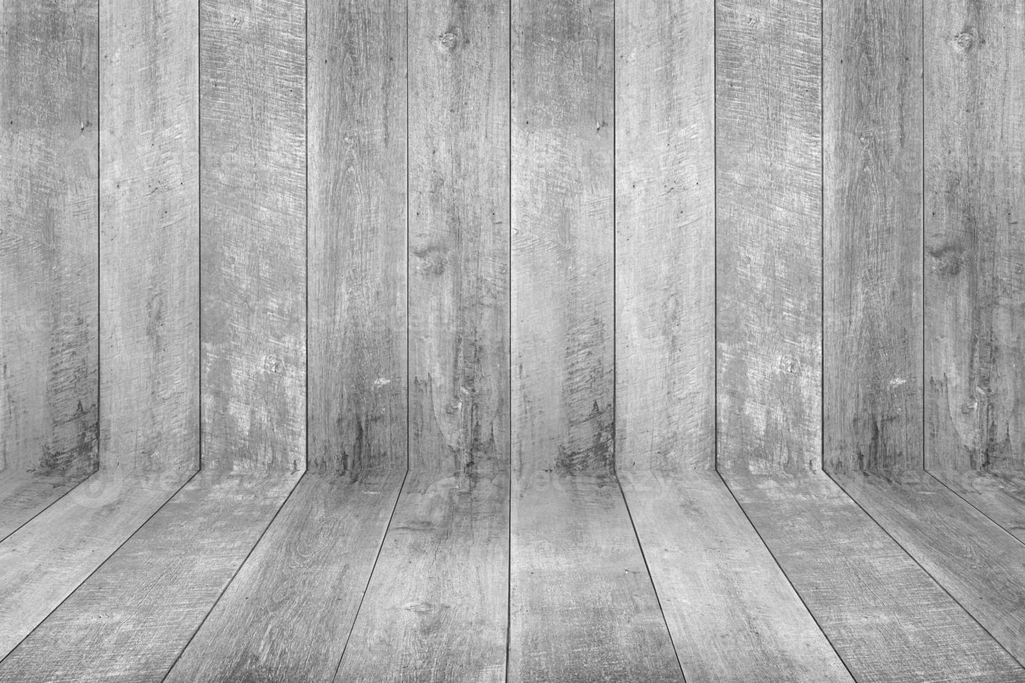 empty white wooden planks wall perspective floor room interior background photo