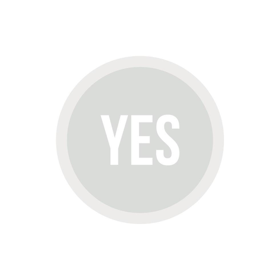 Button yes icon, flat style vector