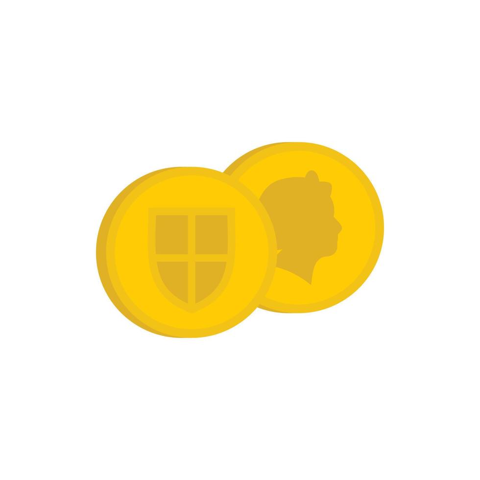 Coins of UK icon, flat style vector