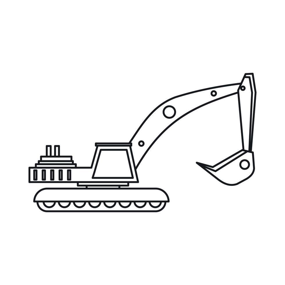Excavator icon in outline style vector
