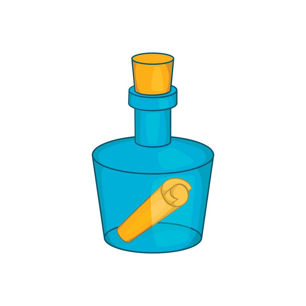 Bottle with letter icon, cartoon style vector