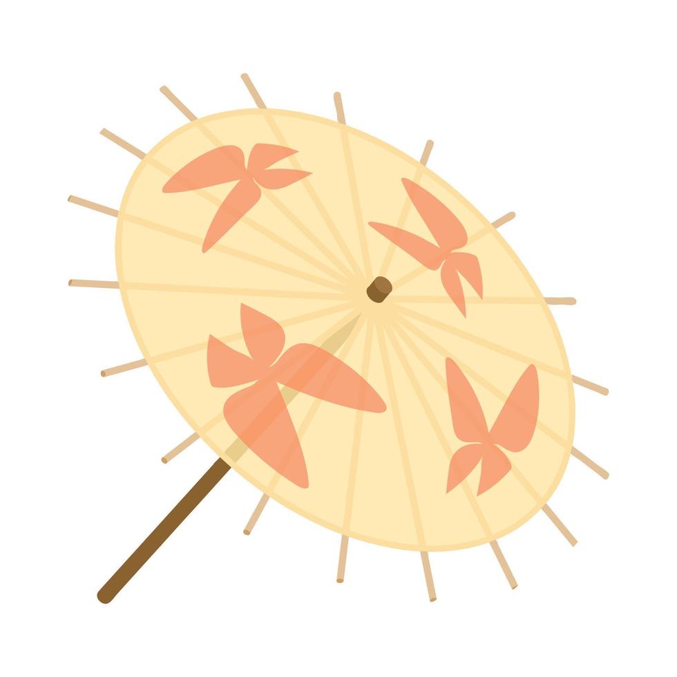 Japanese umbrella icon, cartoon style vector