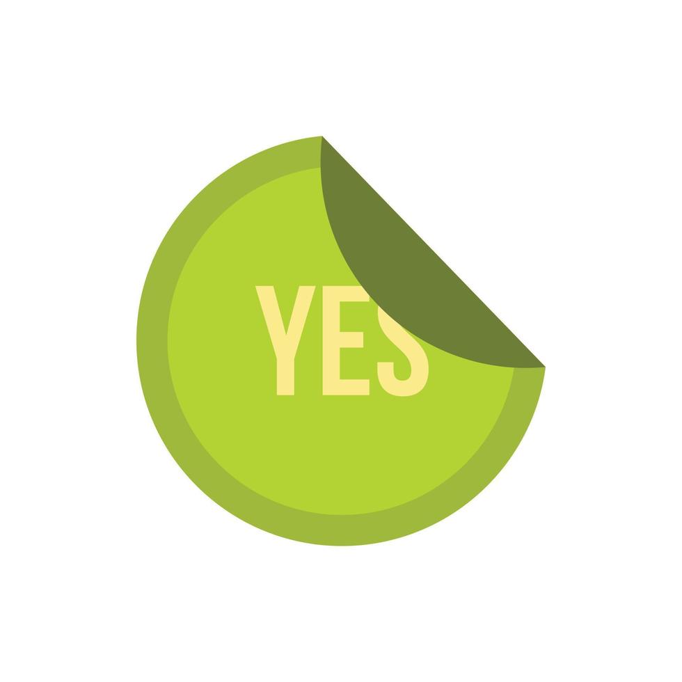 Green yes button icon, flat style vector