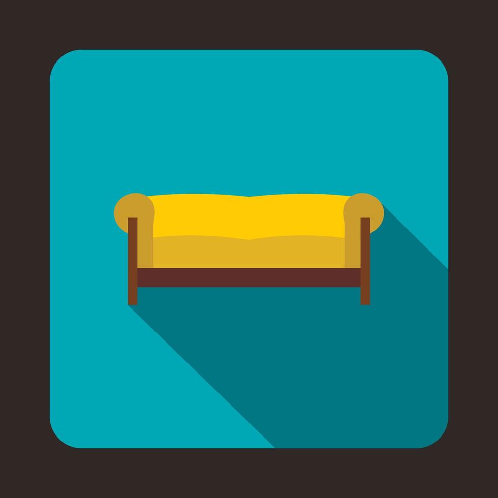 Yellow sofa icon in flat style vector