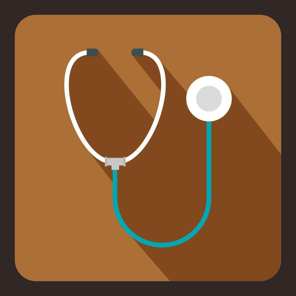 Medical stethoscope icon, flat style vector