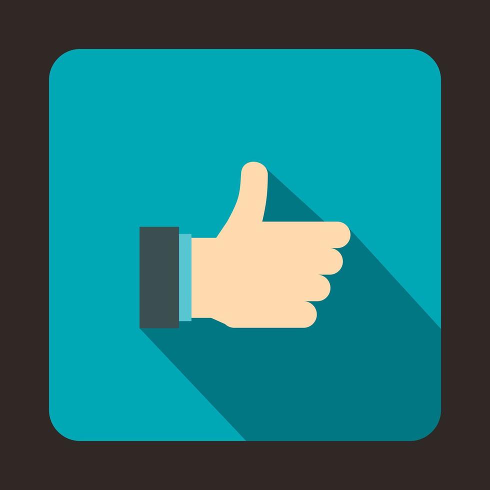 Thumb up gesture icon, flat style vector