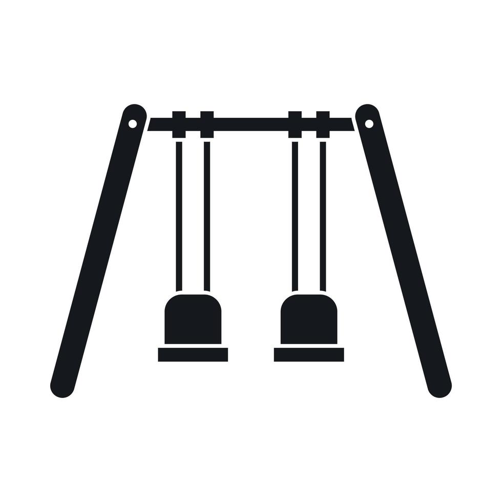 Wooden swings hanging on ropes icon, simple style vector