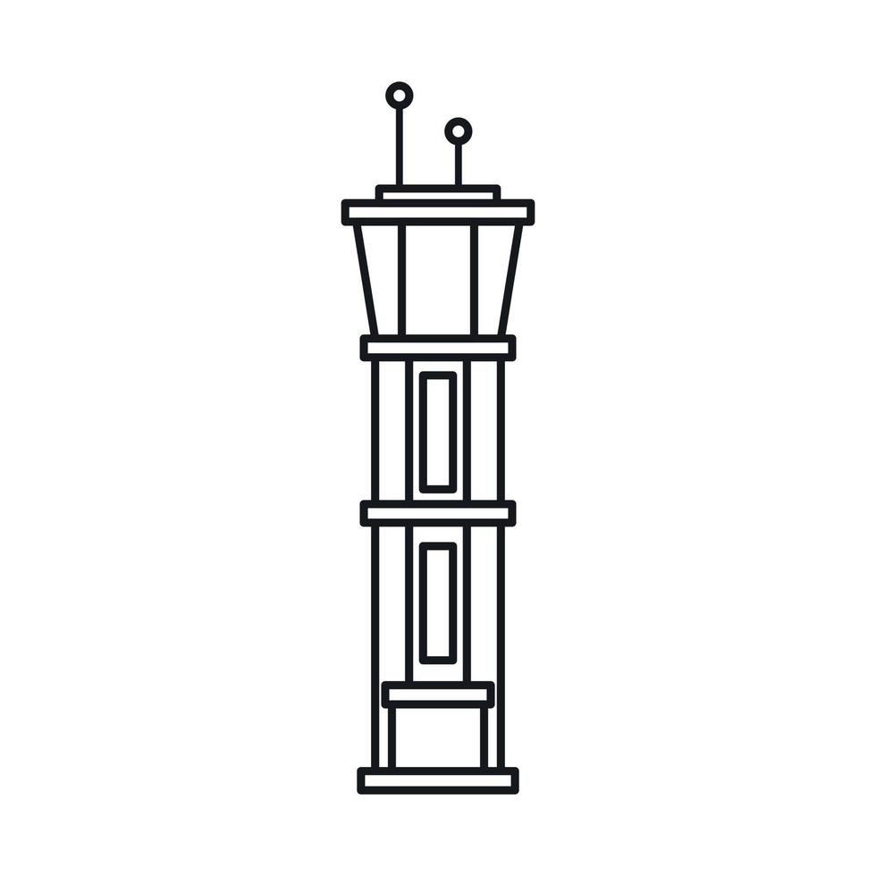 icono de la torre de control del aeropuerto, estilo de esquema vector