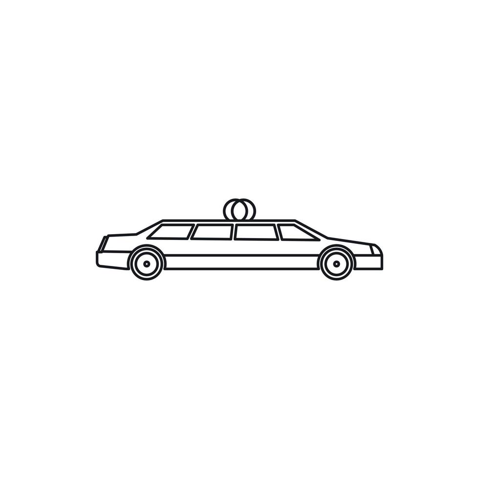 icono de coche de boda, estilo de contorno vector