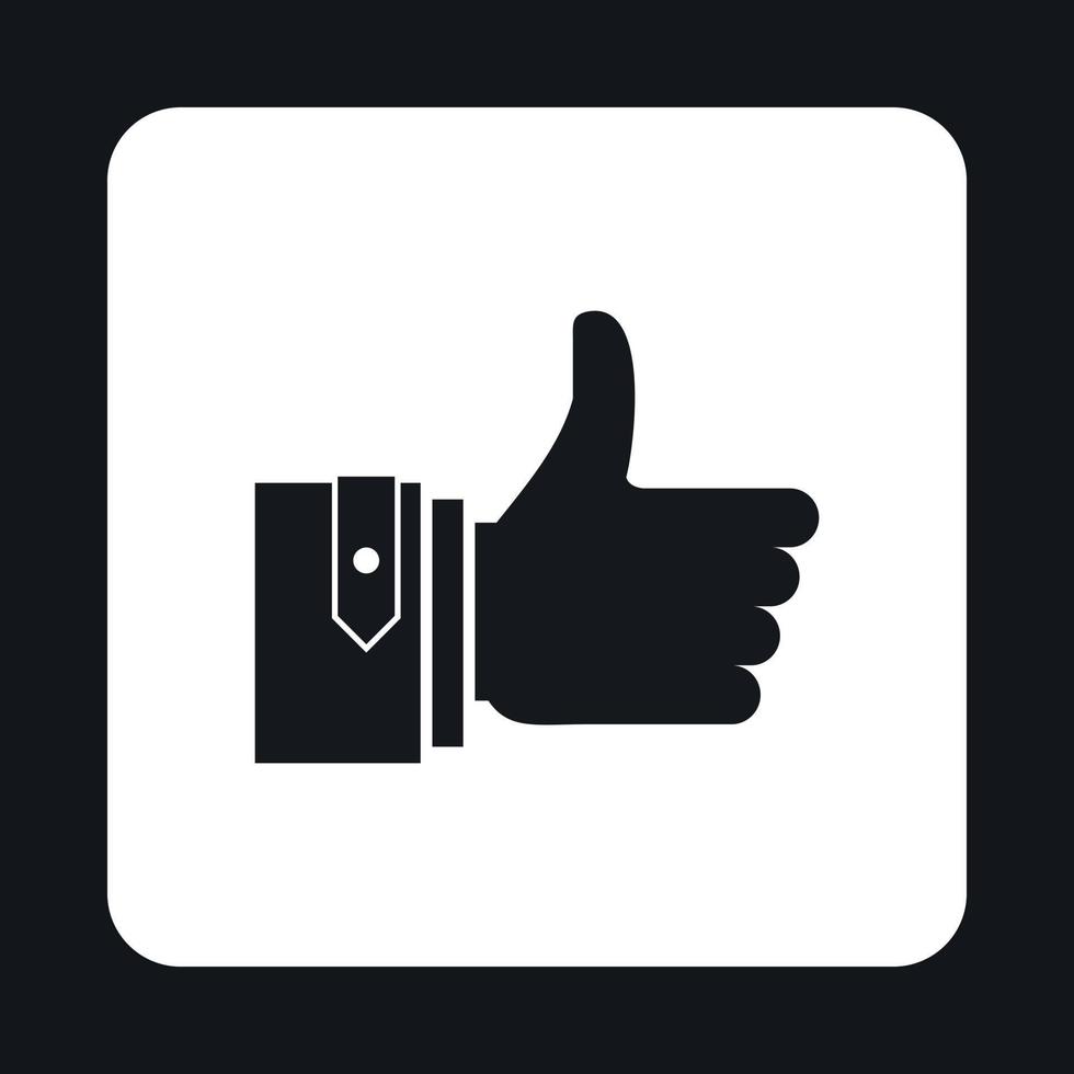 Thumb up gesture icon, simple style vector