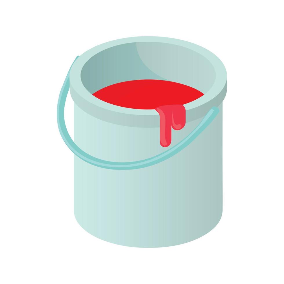 Bucket of paint icon, cartoon style vector