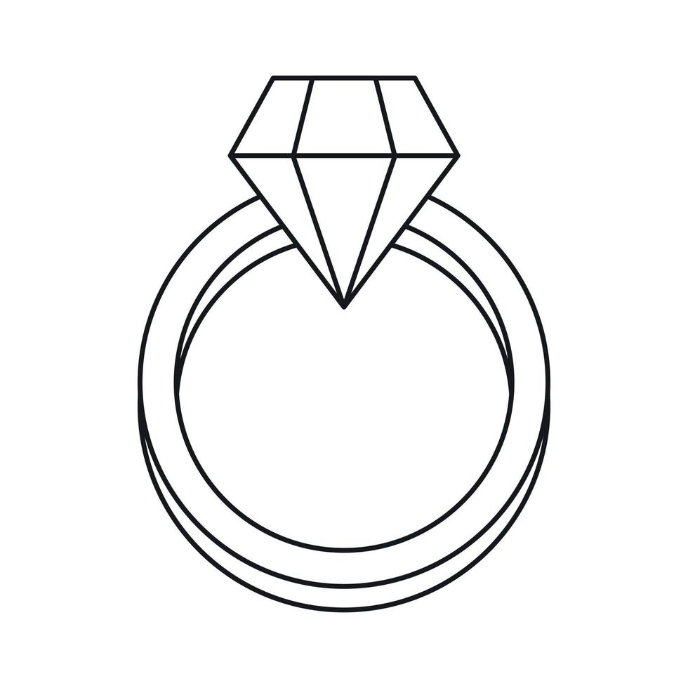 icono de anillo de compromiso de diamantes, estilo de contorno vector