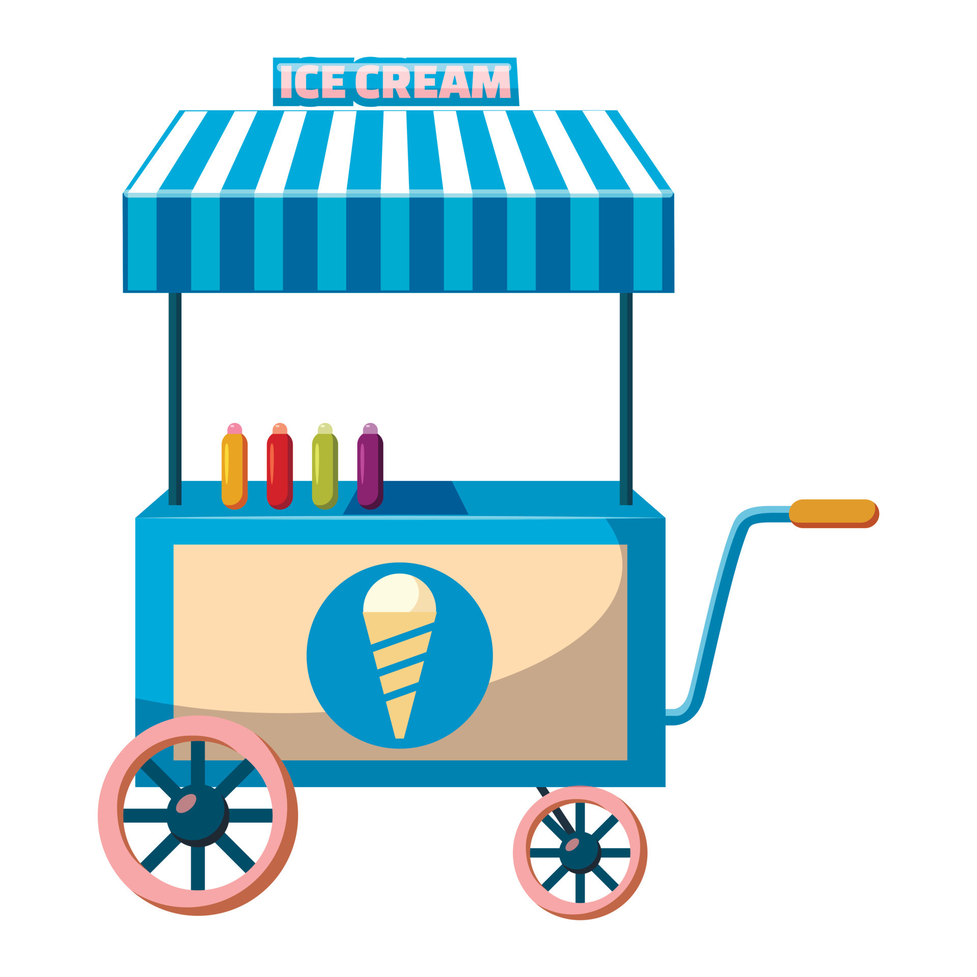 Cart with ice cream icon, cartoon style 14590619 Vector Art at Vecteezy