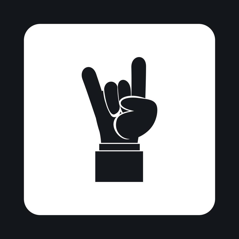 icono de signo de mano de rock and roll, estilo simple vector