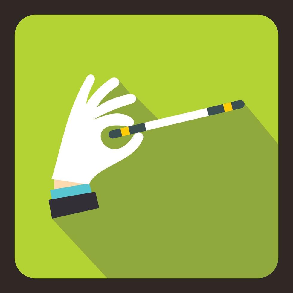 Hand with magic wand icon, flat style vector
