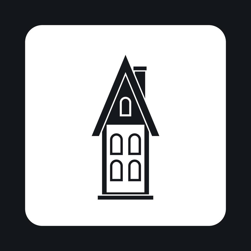 Two storey house with attic icon, simple style vector