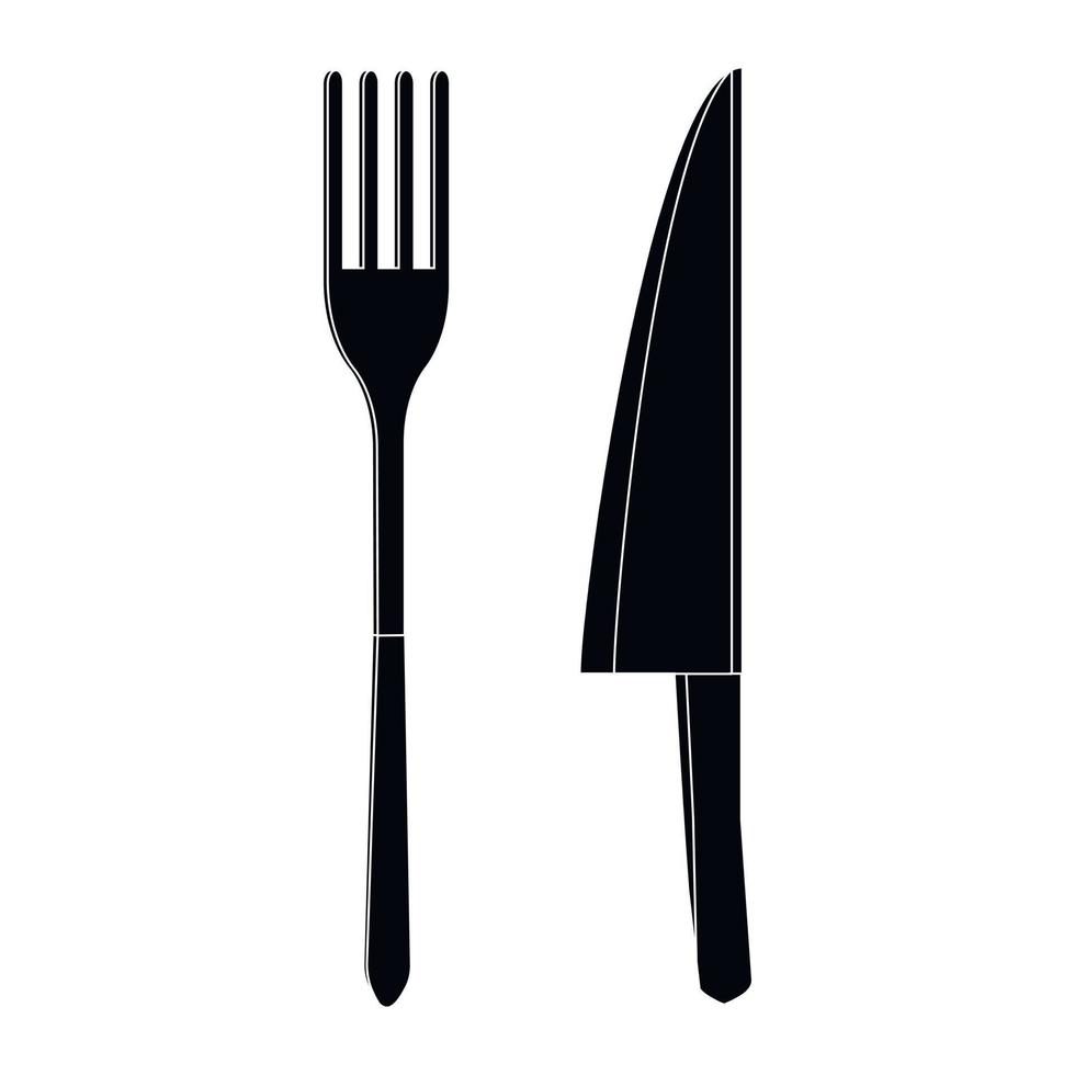 icono de cuchillo y tenedor, estilo simple vector