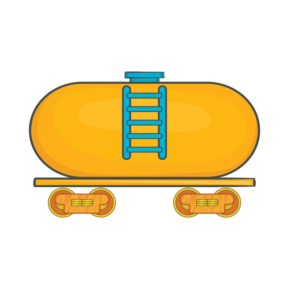 Tanker trailer on train icon, cartoon style vector