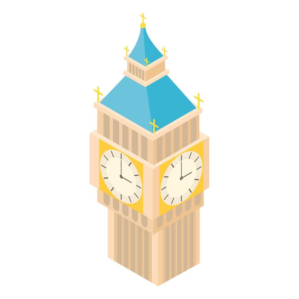 Big Ben icon, cartoon style vector