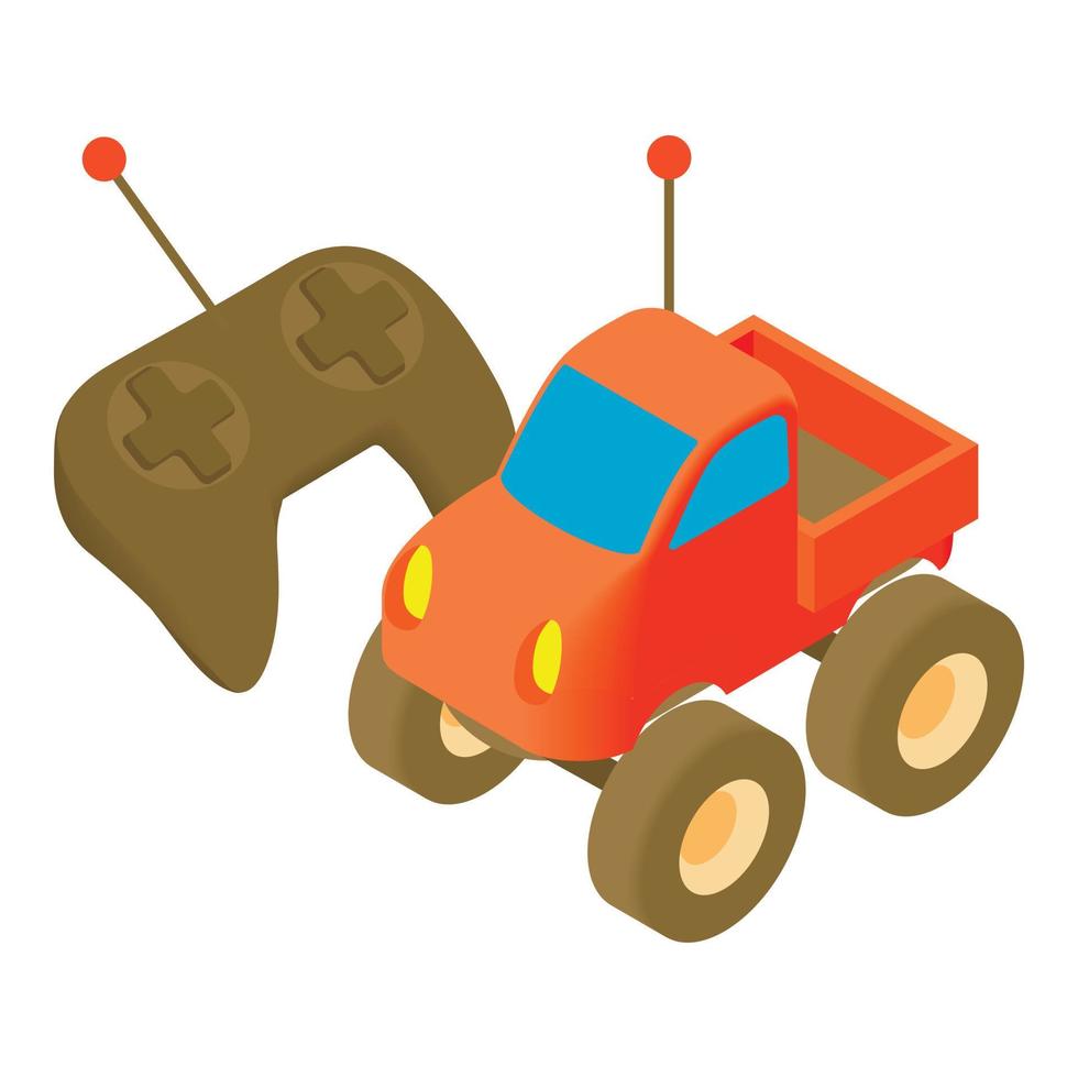 Radio-controlled car icon, cartoon style vector