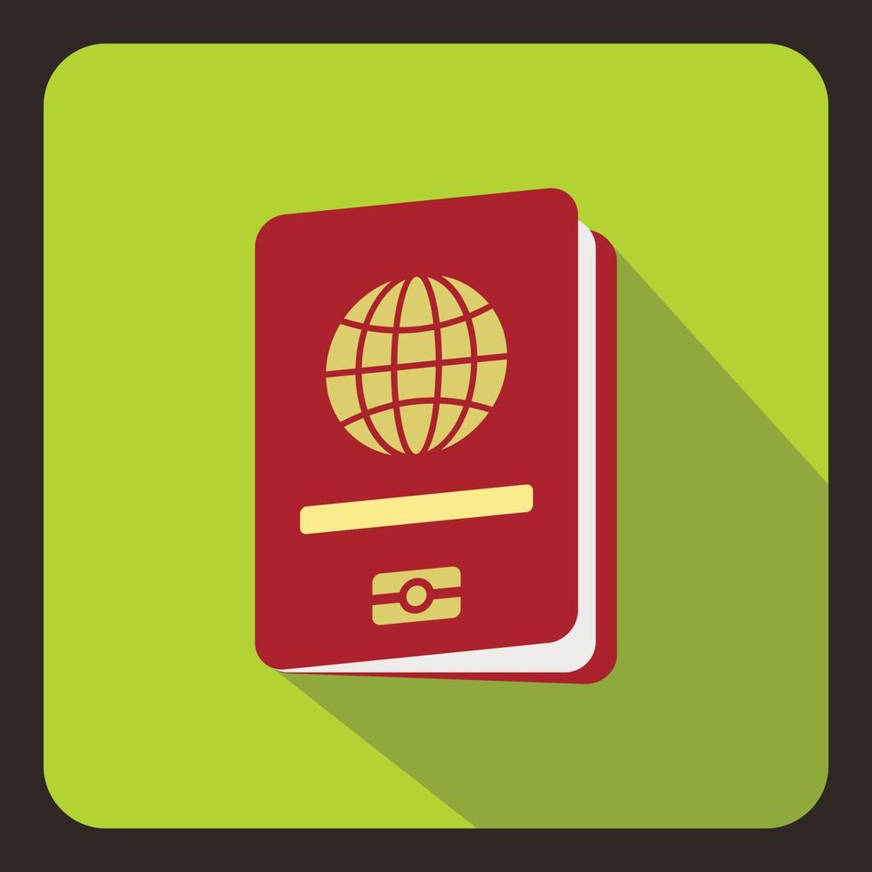 icono de pasaporte, tipo plano vector