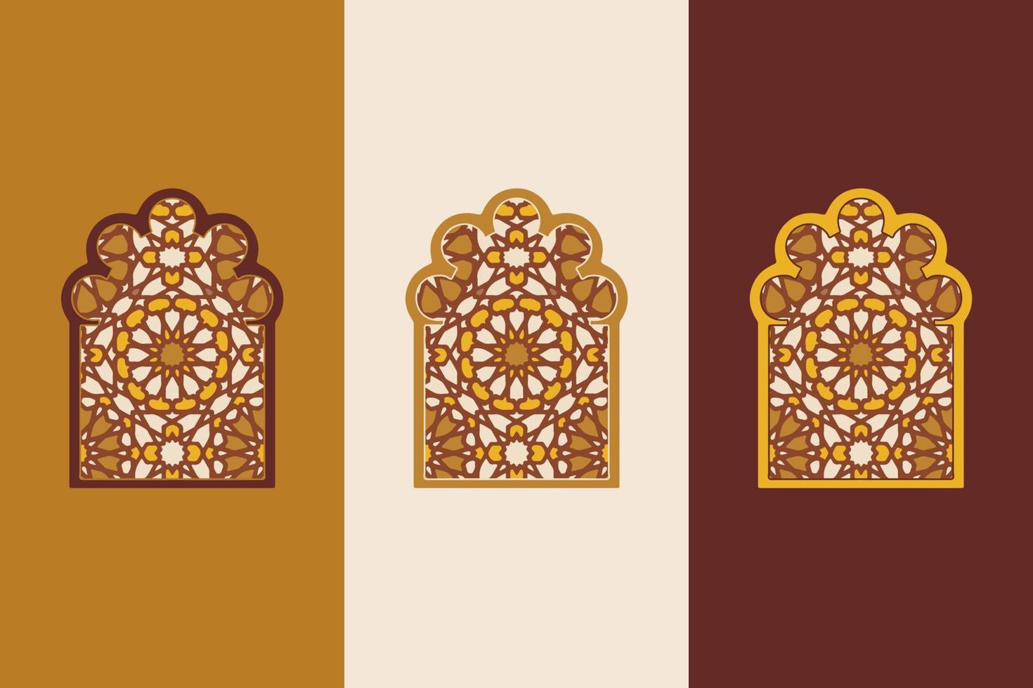 Islamic arabian oriental style windows, doors, and arches poster set mid century vector image. Moroccan contemporary abstract geometric.