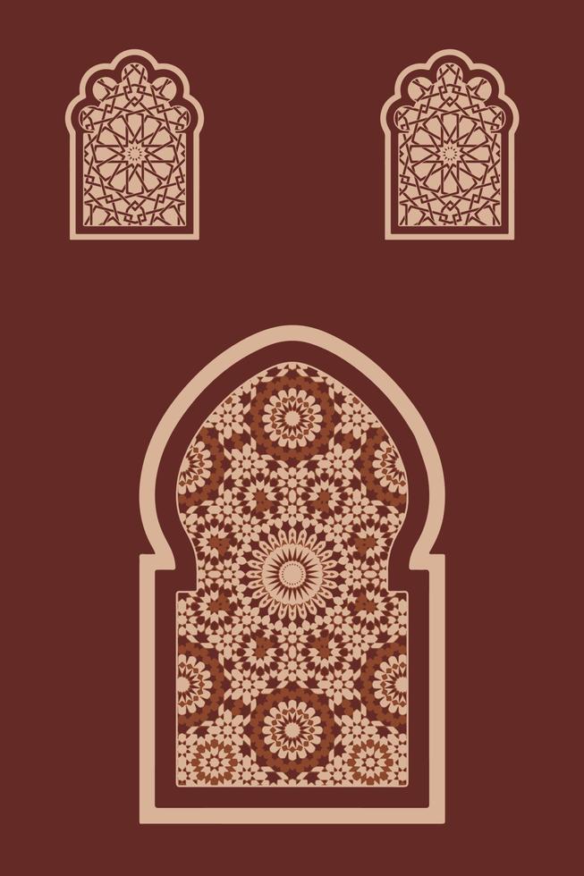 Islamic arabian oriental style windows, doors, and arches poster set mid century vector image. Moroccan contemporary abstract geometric.