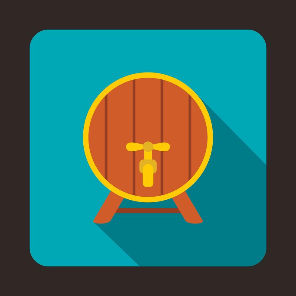 Wooden beer barrel icon, flat style vector