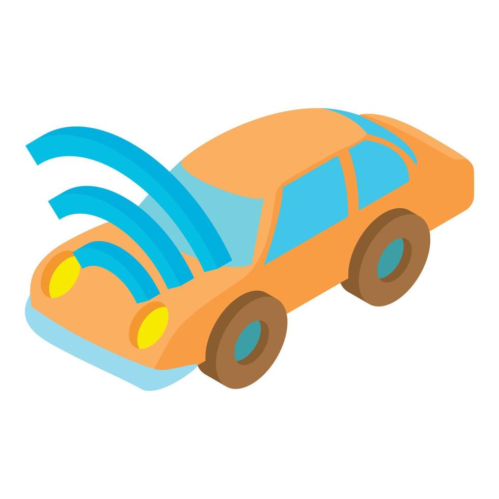 Car with Wi Fi icon, cartoon style vector