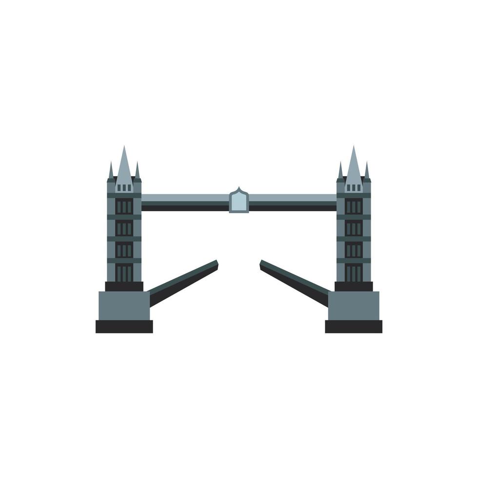 Tower bridge icon, flat style vector