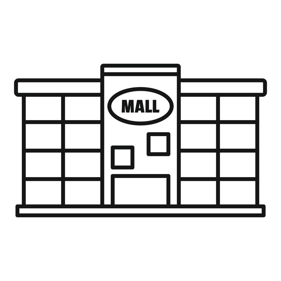 icono del centro comercial de la ciudad local, estilo de esquema vector