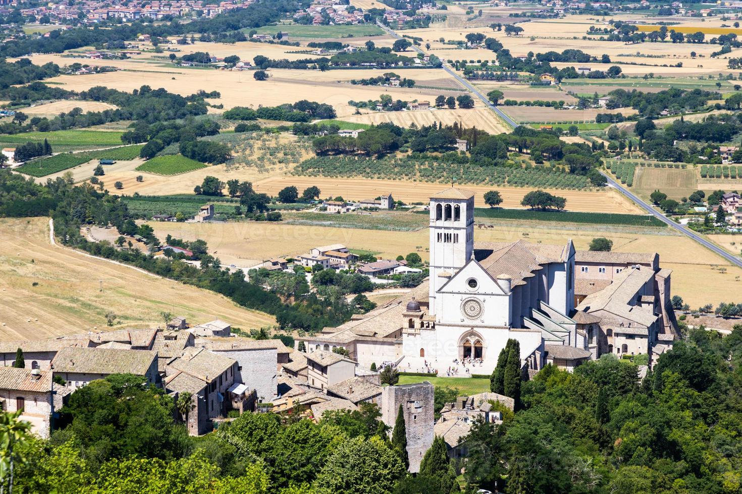 Assisi village in Umbria region, Italy. The town is famous for the most important Italian Basilica dedicated to St. Francis - San Francesco. photo