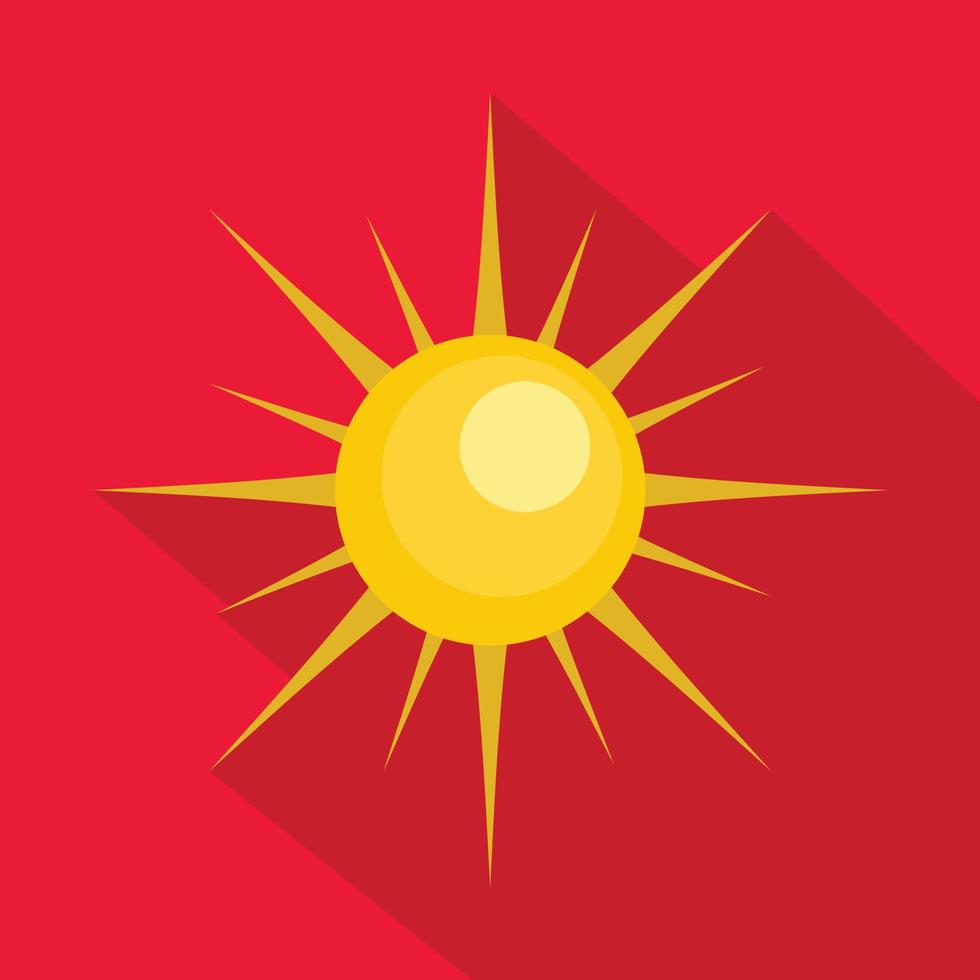 Sun icon, flat style vector