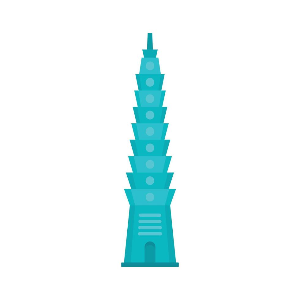 Blue tower icon, flat style vector
