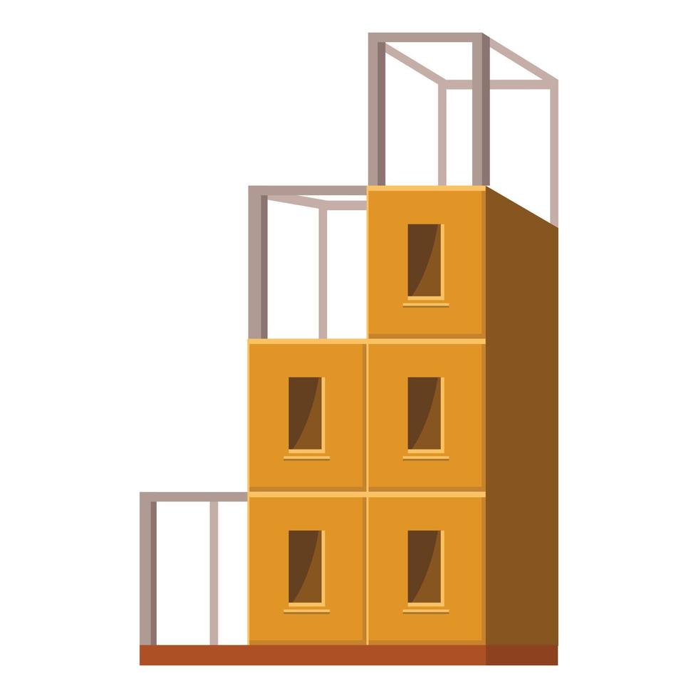 icono de construcción de edificios, estilo de dibujos animados vector