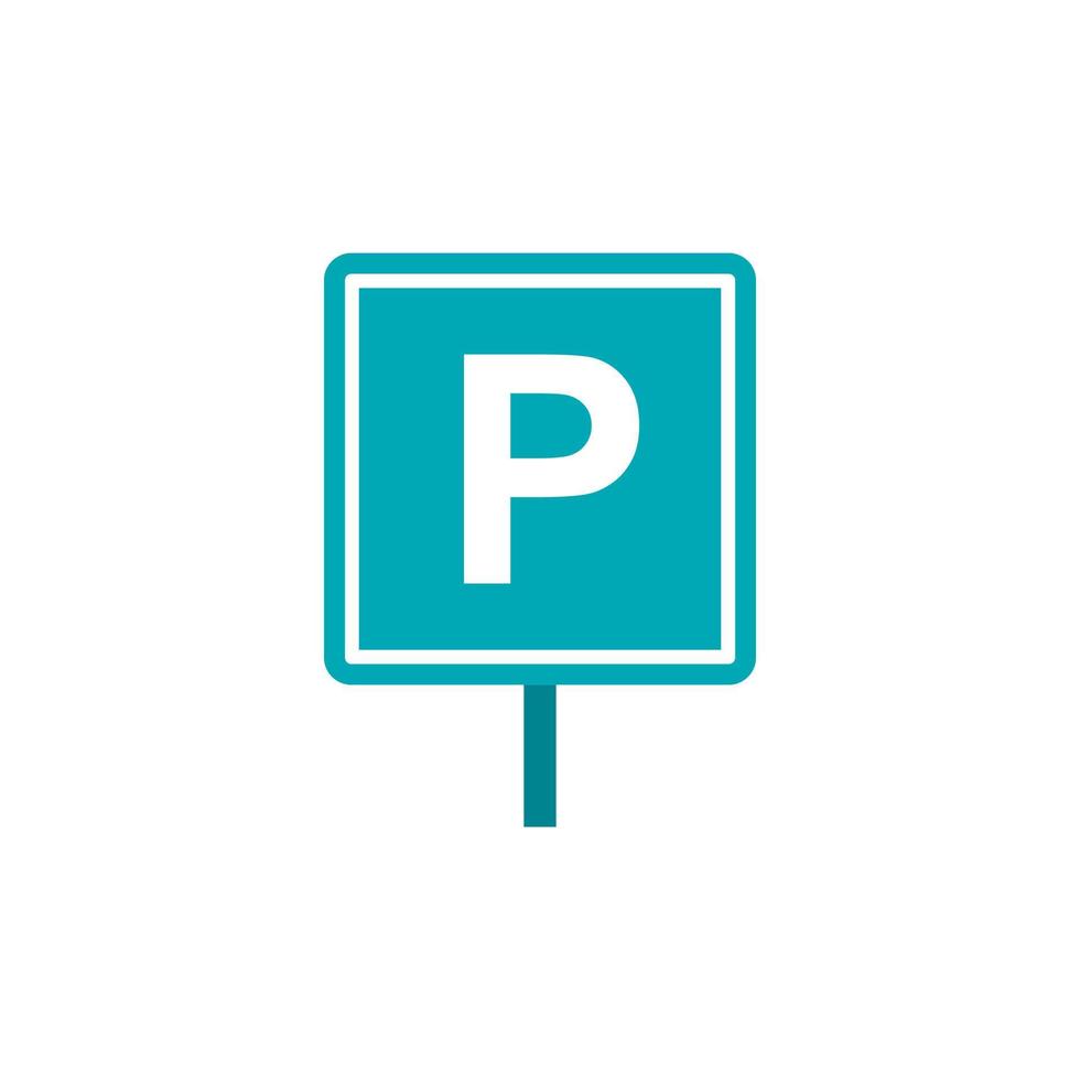 Parking sign icon, flat style vector