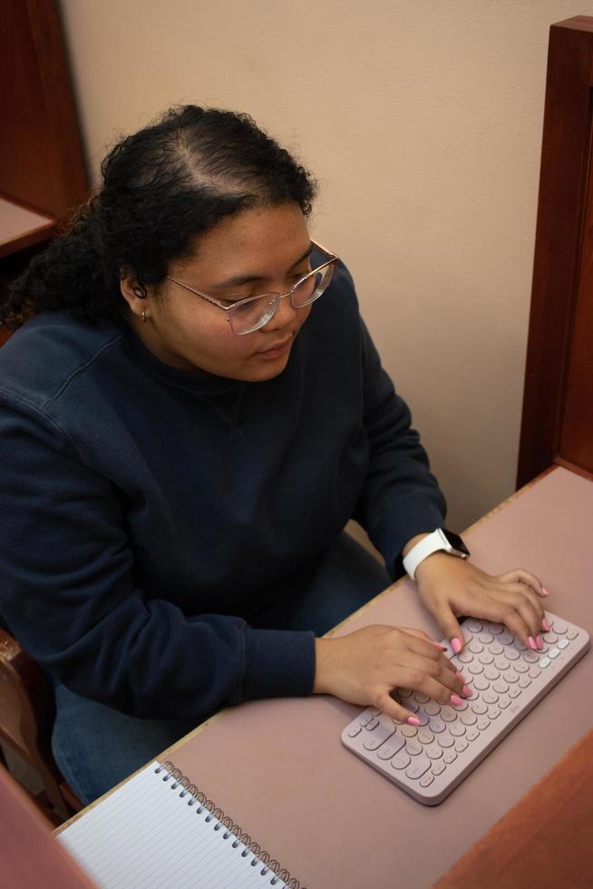 Student Studying in the Library photo