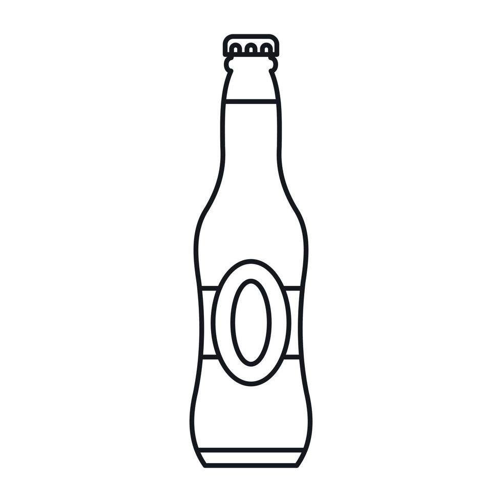 icono de botella de cerveza, estilo de esquema vector