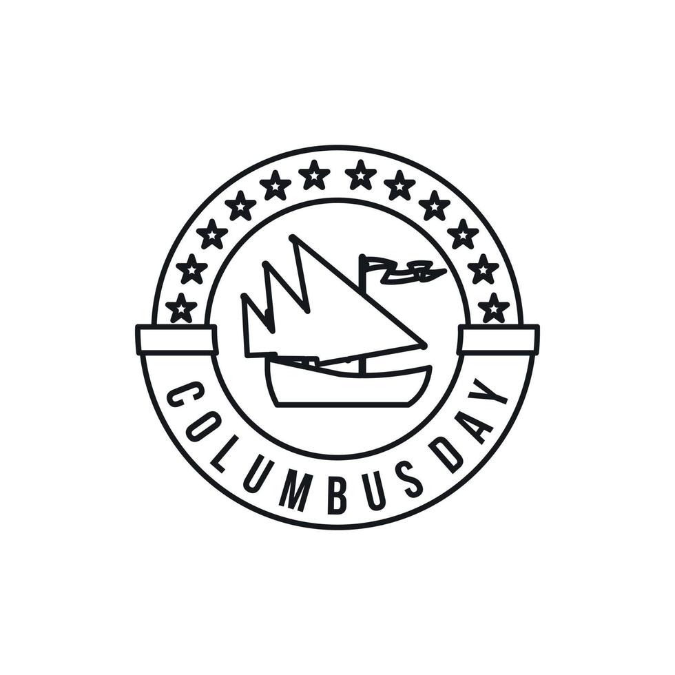 Columbus day badge icon, outline style vector