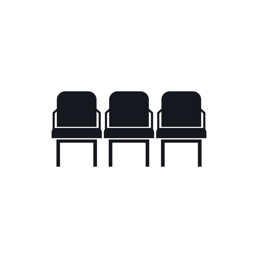 Chairs in the departure hall icon, simple style vector