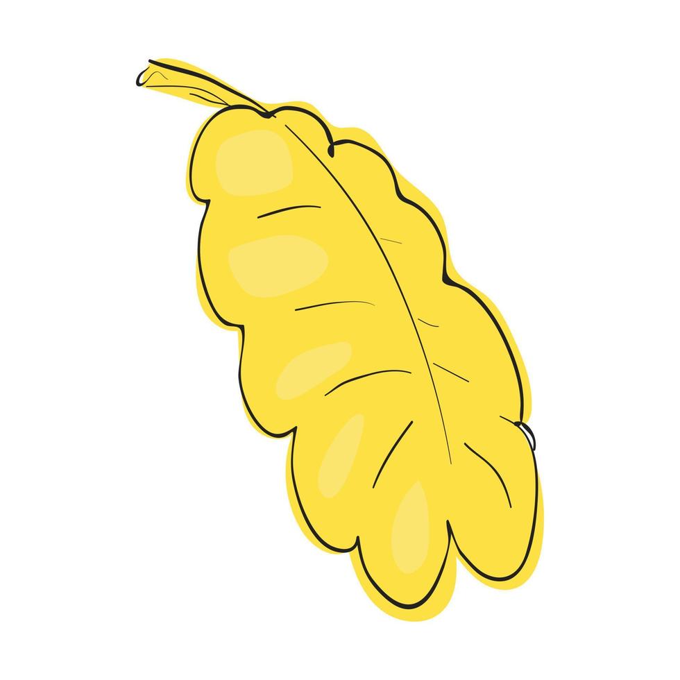 icono de hoja de roble amarillo, estilo de dibujos animados vector