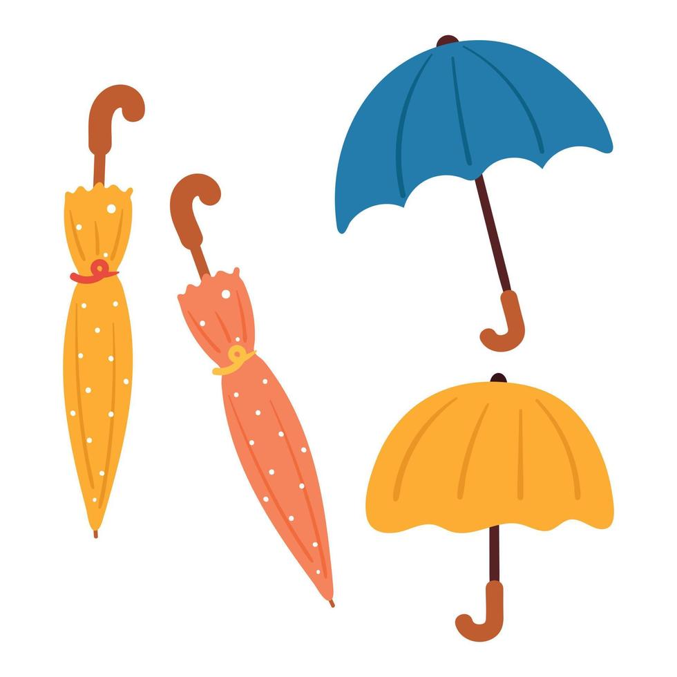 cute cartoon umbrella sticker set vector