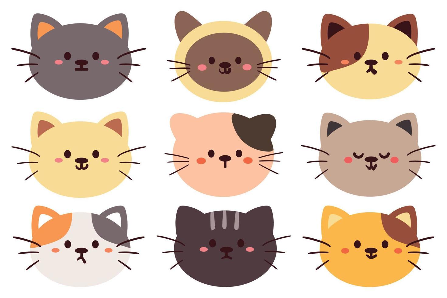 conjunto de pegatinas de gato de dibujos animados lindo vector