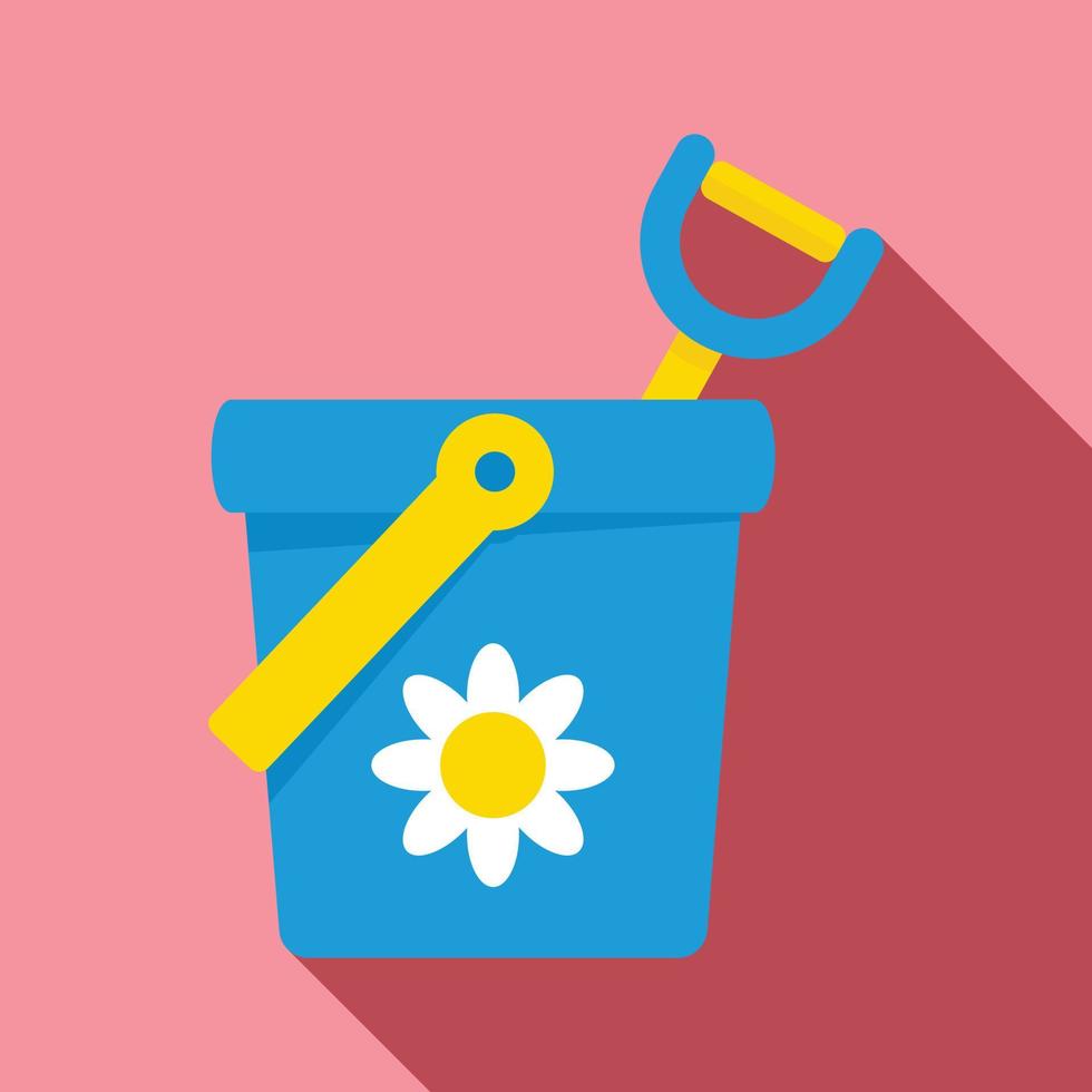 Toy bucket shovel icon, flat style vector