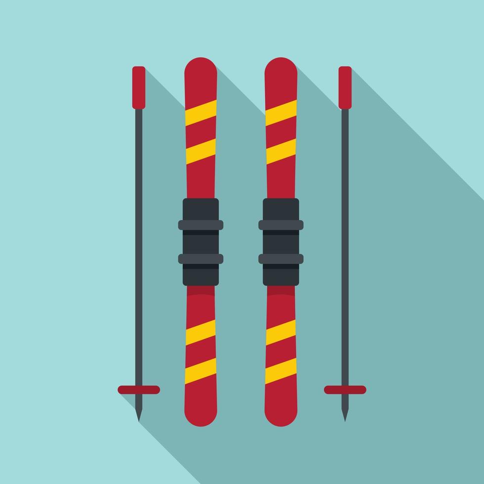 Ski equipment icon, flat style vector