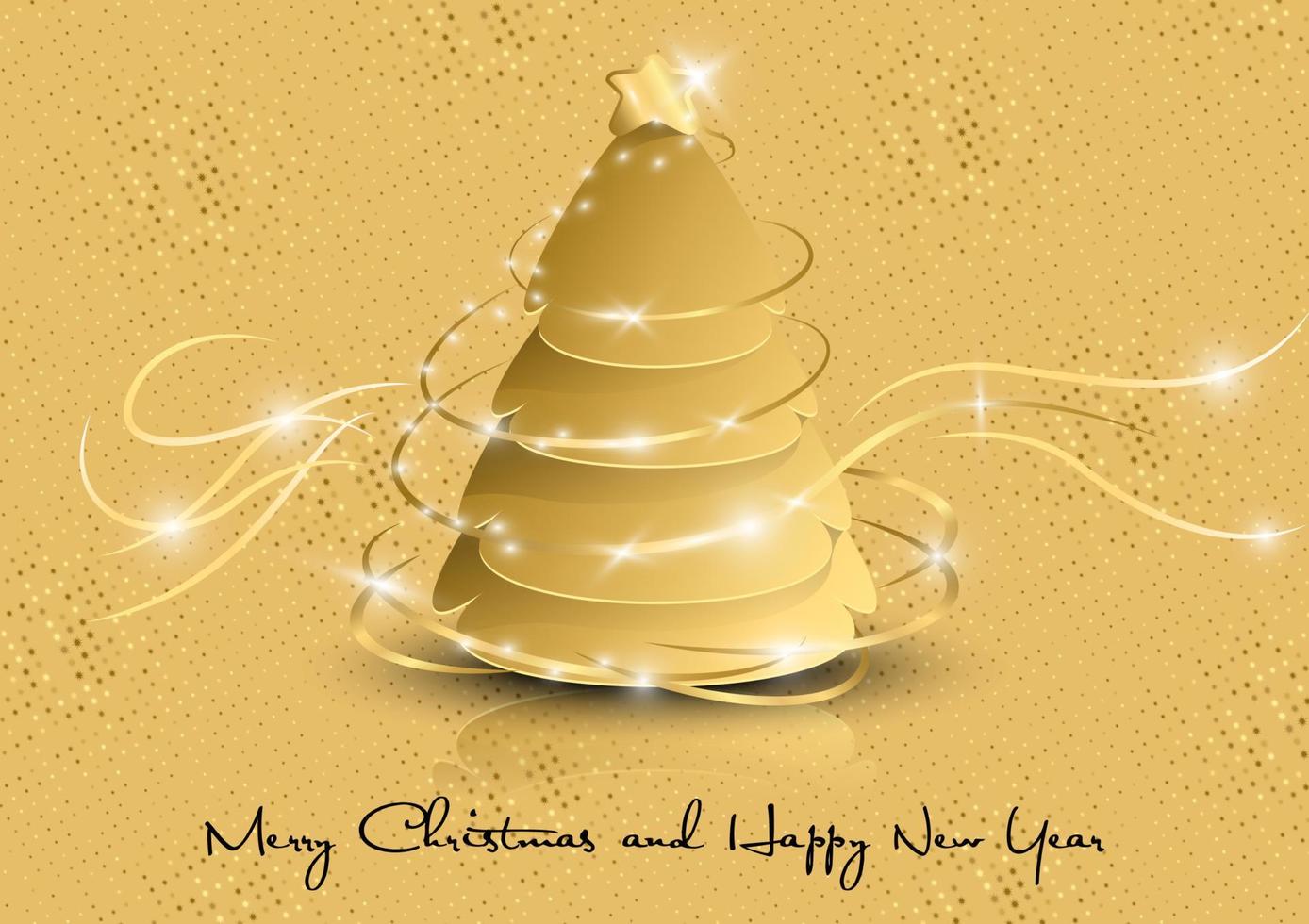 Luxury Christmas abstract background, golden sparkle line, and Christmas tree. vector illustration.