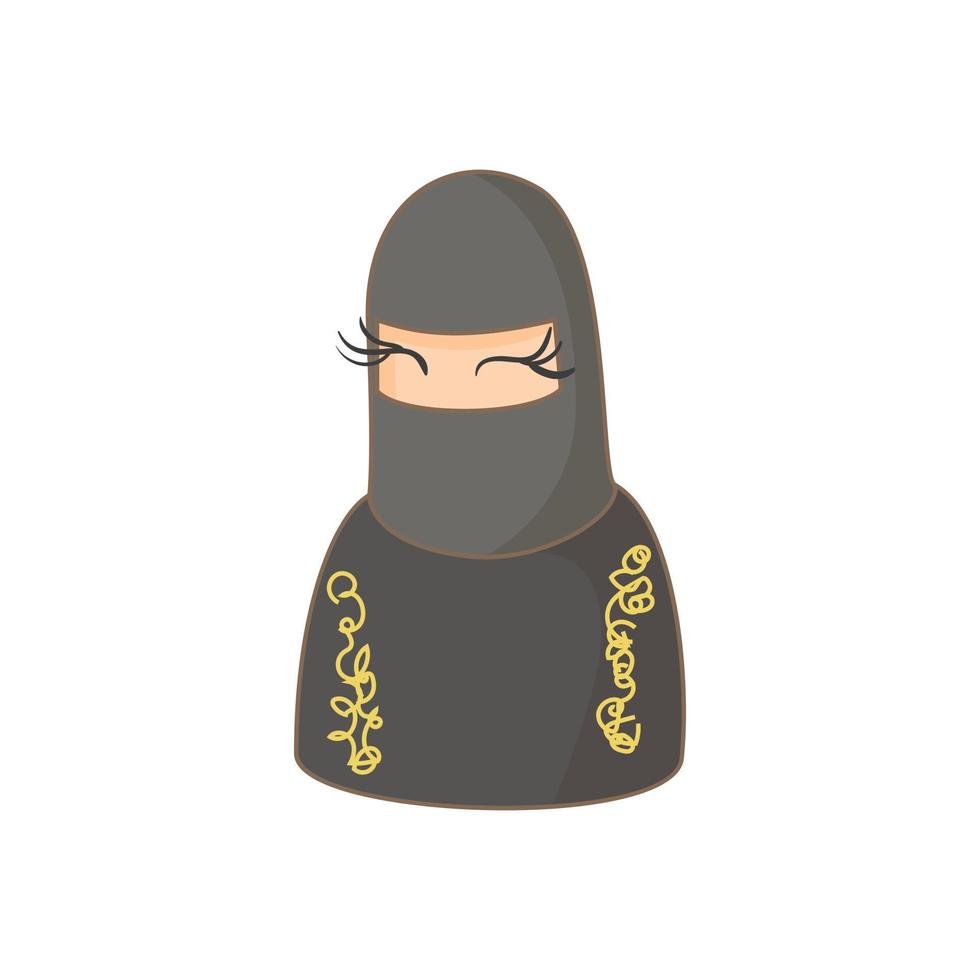 mujeres musulmanas con icono de hiyab, estilo de dibujos animados vector