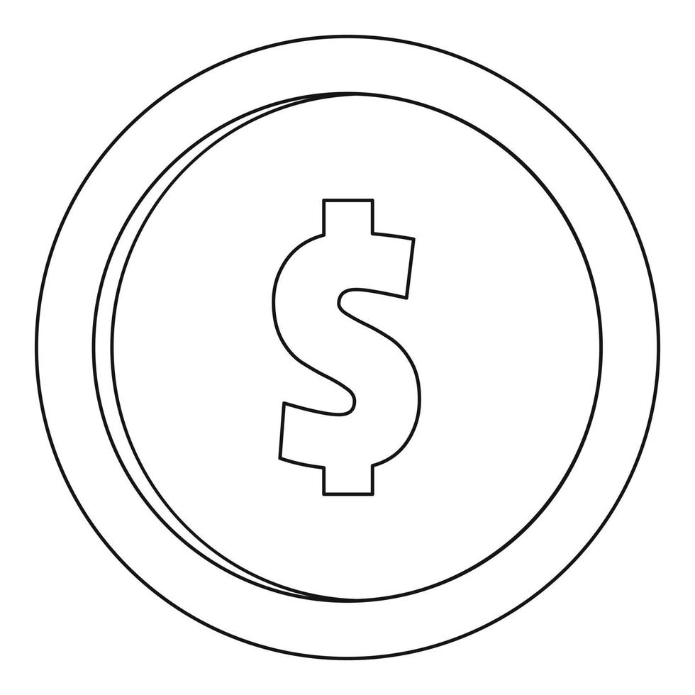 One dollar icon, outline style. vector