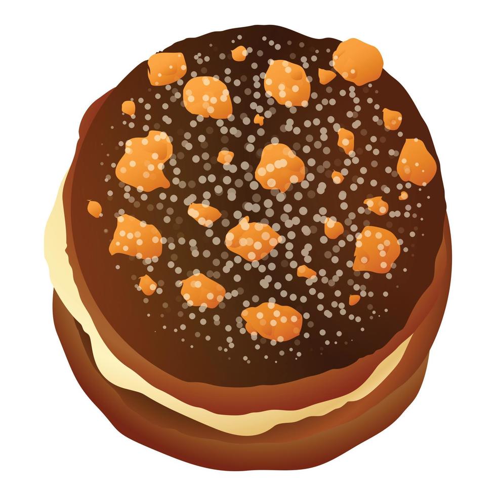 Choco nut biscuit icon, cartoon style vector